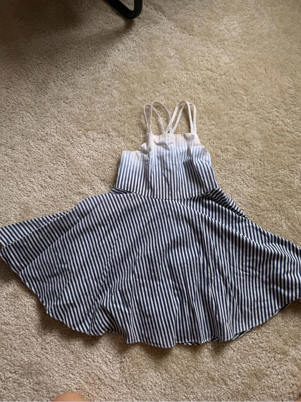 Milly Minis Girls' Navy and White Striped Sundress